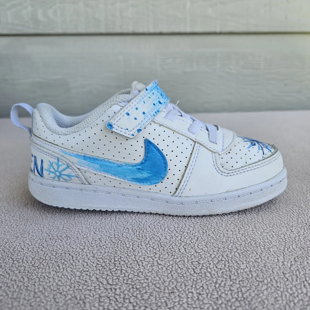 Nike Court Borough Low 2 Toddler Sneaker 10C White Frozen OOAK Olaf AV3172-100